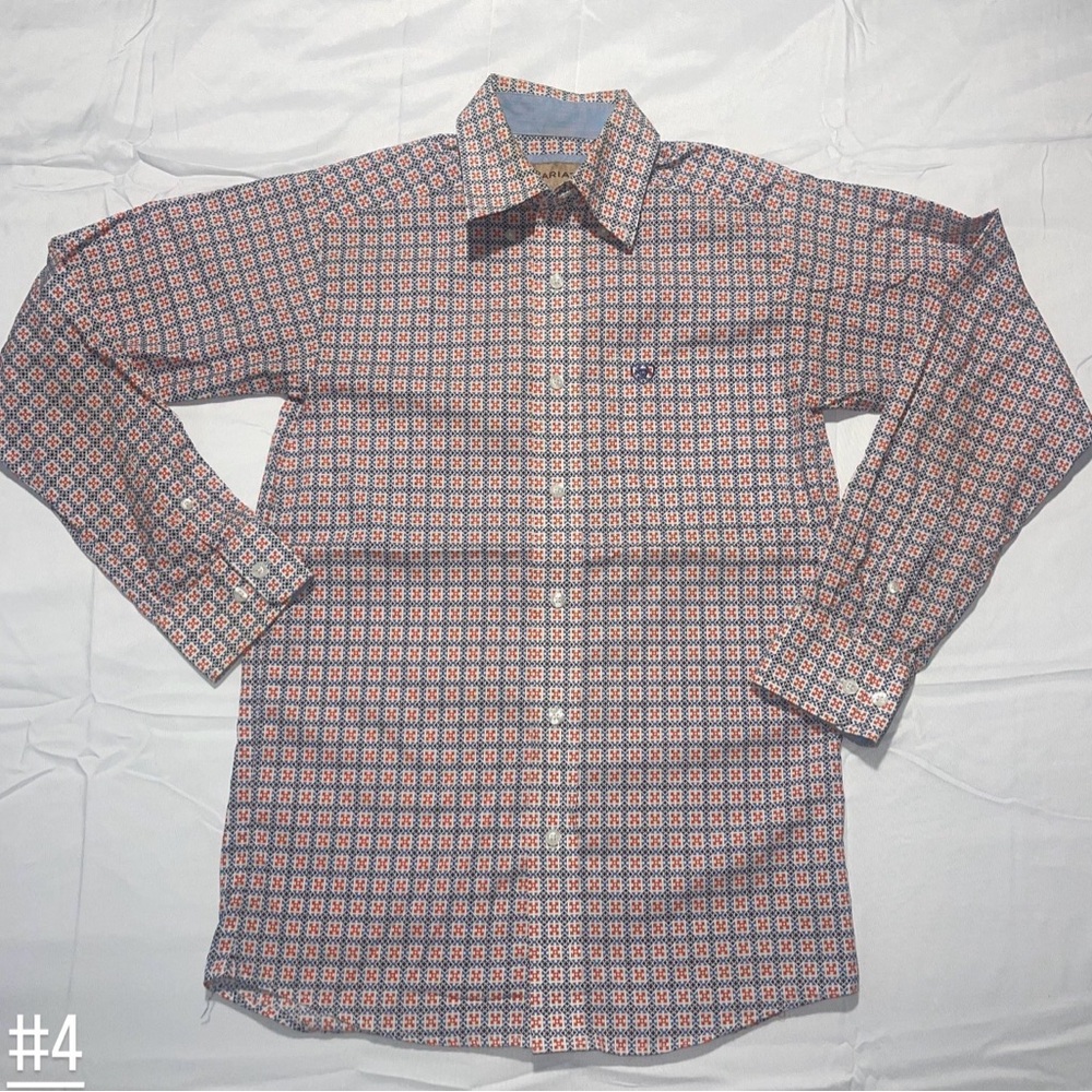 Ariat Men's Button-Down Shirt in Blue & Red Geometric Print